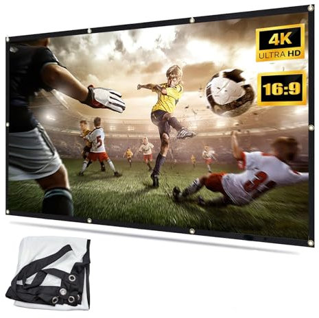 Schermo di Proiezione, Tela per Videoproiettore 16:9 HD Schermo Pieghevole Schermo Proiettore Schermo Anti Rughe Schermo Portatile per Home Theater Proiezione su Due LAT(150in)