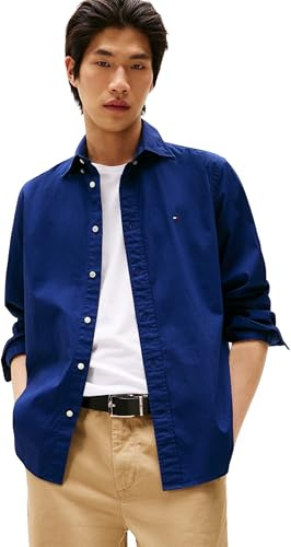 Tommy Hilfiger Chemise Homme Flex Poplin Solid Regular Fit, Bleu (Preppy Navy), XL