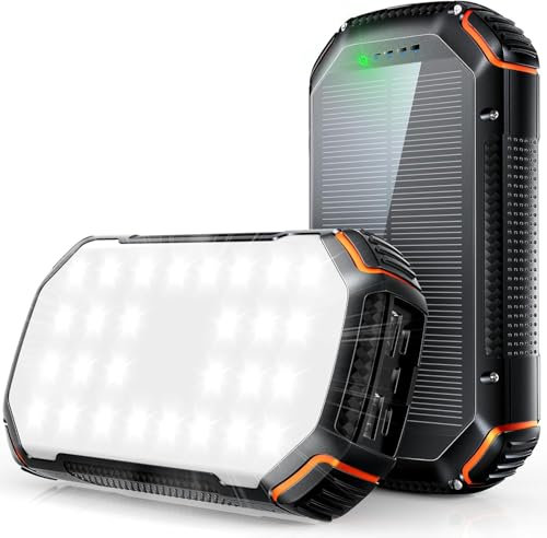 2025 56800mAh 65W Large Capacity Power Bank Portable Solar Charger, Fast Charging Phone Charger, 5 Charging ports, Digital Display& Bright Flashlight, for iPhone,Tablet