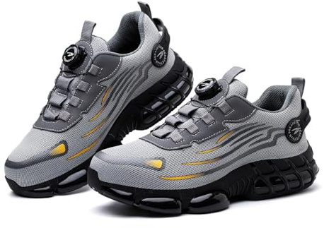 Arbeitsschuhe Damen, Arbeitsschuhe Herren S3 Sicherheitsschuhe Damen Trends Drehknopf Anti-Smash Und Anti-Punktur Arbeit Versicherung Schuhe Leicht Sportlich Stahlkappenschuhe Unisex