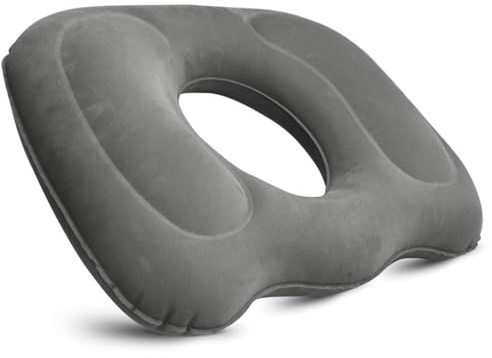 Myluatye Cojín Ortopédico Inflable,Cojin Coxis de Asiento Ortopedico,Cojín Coxis Inflable para Escritorio Silla Ruedas Asiento Coche, Almohada Viscoelástica Ergonómico, Alivio Cóccix y Ciática (Gris)