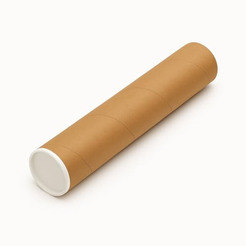 TELECAJAS | 12 Tubos de cartón de 7 x 100 cm, para Lienzos y productos largos enrollables. | Marrón. Incluye tapas | Pack de 12