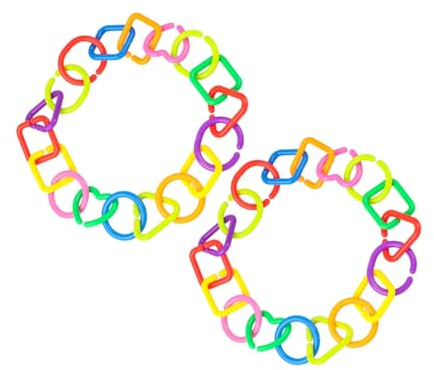 WOONEKY 70pcs Geometric Chain Links Set for Sensory Development Portable Car Seat and Stroller Hanging Rings Enhance Color Recognition and Fine Motor Skills for Boy Girl