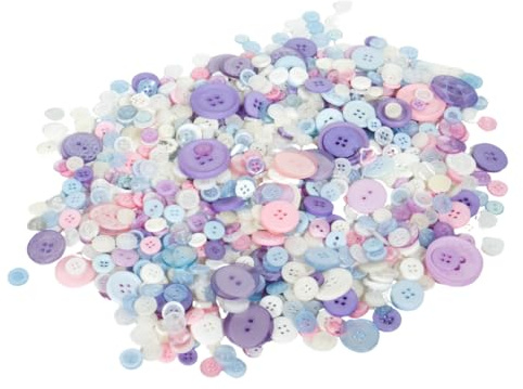 Botones de manualidades de formas y tamaños surtidos, 250 g, mezcla de macarrones, selección de colores pastel para costura, tarjetas y manualidades para niños