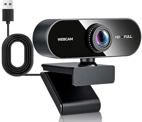 USB Webcam for PC and Laptop 1080P 30fps HD Web Camera with Stereo Microphone Clear Streaming 125° Wide Angle 360° Rotatable Computer Camera Plug and Play for Conference Meeting Zoom Skype Facetime