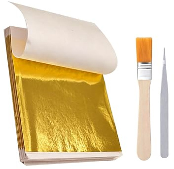 100 Sheets Gold Leaf Kit,Gold Leaf Sheets Gold Foil for Cakes
