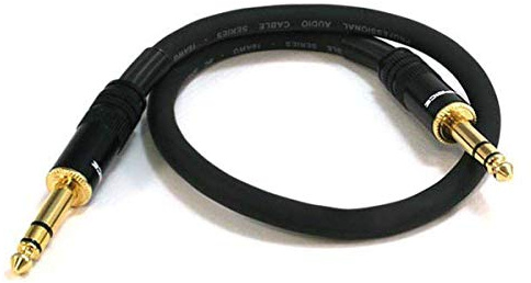 Monoprice 1/4-Inch TRS Male to 1/4-Inch TRS Male Cable - 1.5 Feet- Black, 16AWG, Gold Plated - Premier Series