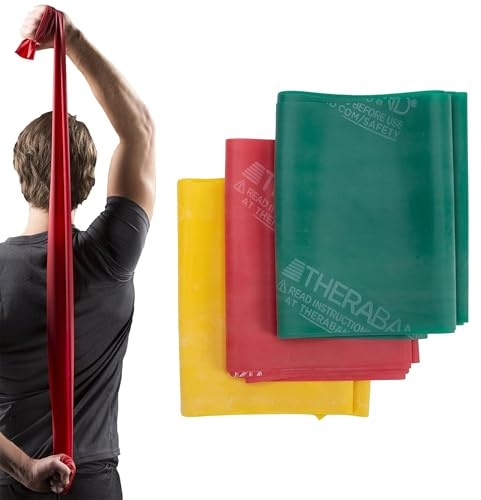 THERABAND Resistance Bands Set – Stretch Bands for Exercise, Therapy & Strength Training – Latex Free Exercise Band for Men & Women – Resistance Band Women, Resistance Bands Set Men