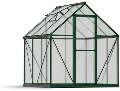 Canopia by Palram Gewächshaus klein Mythos 6x6 Treibhaus 186x185 cm Aluminium Grün Tomatenhaus Polycarbonatplatten UV-beständig