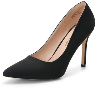 DREAM PAIRS Classiche Scarpe con Tacco Alto e Punta da Donna per Matrimonio Festa e Lavoro,Size 38,Camoscio/Nero