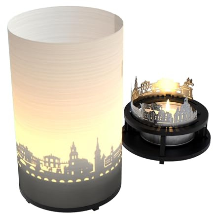 Dresden Premium presentbox – magiskt motivljus med projektion av horisonter och silhuetter, souvenir och dekoration för Dresden-fans