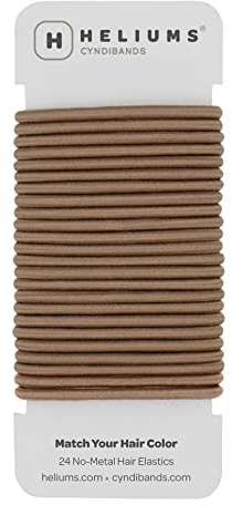 Cyndibands Elastic Hair Ties – Light Brown - No Damage 4mm Ponytail Holders for Women & Kids, 24-Pack Hair Elastics in Neutral Colors