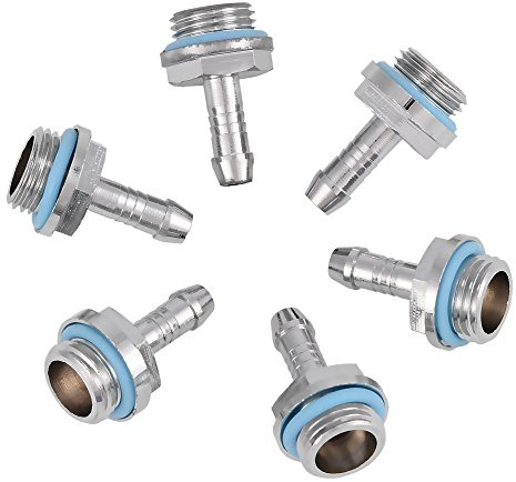 PC Vattenkylningssystem, 6 St Tvåtryckskoppling G1/4 Gängad Hulling Fitting Anslutningsrör för Dator Vattenkylningssystem (6 mm)