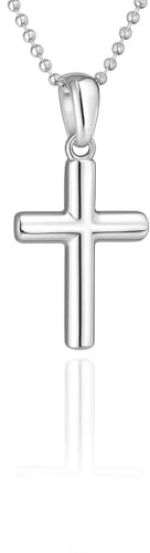 fish Charmante Chaîne En Argent Sterling 925 Avec Pendentif Croix Pour Enfants Garçons Filles