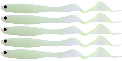 Pwshymi 5 st fiskedrag konstgjorda mjuka fiskedrag t shirt lysande mjuka beten mask räkor bete fiske trollande redskap (lysande)