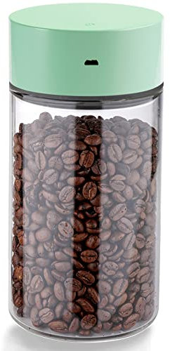 FEBEEK Automatischer Vakuumbehälter für Kaffee und Lebensmittel, Borosilikatglas, elektrische Vakuumpumpe, luftdichte Dichtung (grün, 1,2 l)