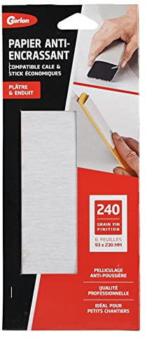 Gerlon Juego de 6 lijas planas y revestidas antimanchas 93 230 mm grano fino (180)