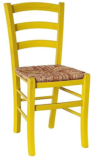 OKAFFAREFATTO MADDALONI Stuhl Venedig gelb mit Sitz aus Reisstroh