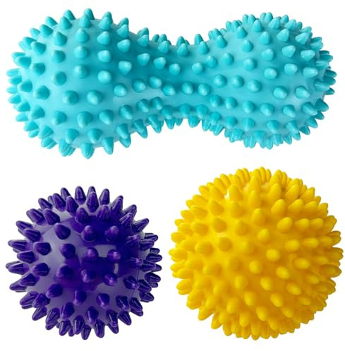 Nutabevr 3 Pezzi Set di Massage Balls, Palla massaggiante gli sport per alleviare lo stress, per Automassaggio, riflessologia, massaggi dei punti trigger, esercizi contro lo stress, Recupero Muscolare