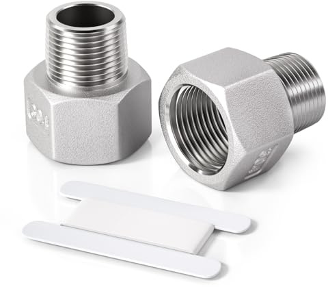 Bwintech 2 Pcs 1/4 Male to 3/8 Female BSP Thread Stainless Steel 304 Hex Bushing Reducing Connector for Pipe Connecting Conversion