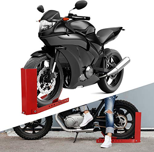 Cecaylie Motorradwippe, Motorradständer Motorrad Vorderradklemme,Motorradwippe Geeignet für 8-24 Zoll Reifen,Motorrad Transportständer mit 3 Ankerbolzenlöchern,Verladehilfe Schiene