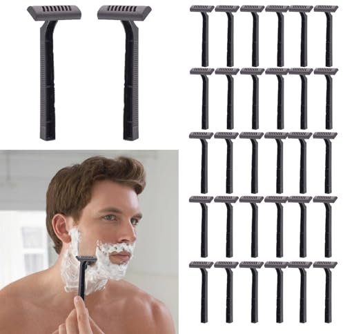 Einmalrasierer, Einweg Rasierer, Sicherheitsrasierer für Männer, Einwegrasierern mit 2 Klingen, Rasierhobel Herren, fürMedizinische, Alltägliche Anwendungen und Reisen, Schwarz, 30PCS