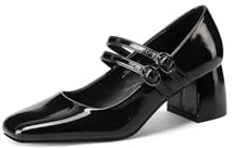 QUEEN HELENA ZM9849 - Zapatos bajos elegantes con correa para mujer, Negro , 36 EU