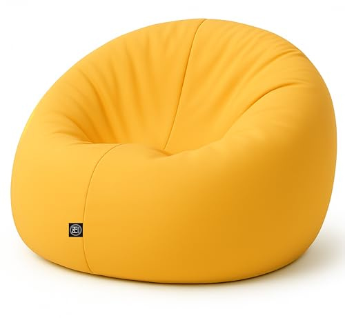 PATCH HOME 2-in-1 Sitzsack Sessel - Gaming Bean Bag mit Reißverschluss - Bereits befüllt, Ergonomisch & Robust für Kinder & Erwachsene (Gelb, 155cm)