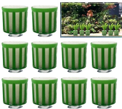 Juego de plantas acuáticas fijas, juego con anillo de fijación de plantas acuáticas, juego de 10 acuarios, vasos para plantas de acuario, accesorios de acuario, cesta de plantación de ventosa de
