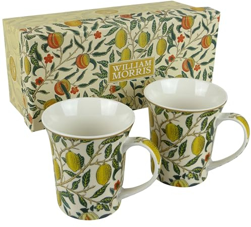 The Leonardo Collection Fruits Mug Set of 2 William Morris, Tea and Coffee Mugs for Hot Drinks | Fine China Printed Mugs for Kitchen & Home | Reusable Ceramic Cups for Every Occasion