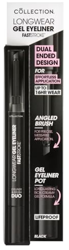 Collection Cosmetics Fast Stroke Gel Eyeliner & Brush Duo, Ultra-pigmented, Waterproof, Black