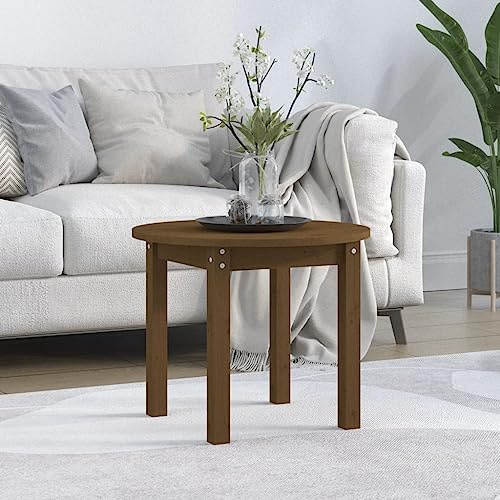 WSJHUHK Hembord, accentbord, soffbord, kaffebord, honungsbrun 55 x 45 cm massiv trä tall