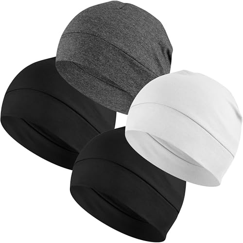 EINSKEY Cappello in cotone da donna e da uomo, leggero traspirante multifunzionale, cappello da notte, cappello da bicicletta, copricapo chimico, taglia unica, 4 confezioni (Multicolor B), taglia