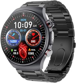 Kardena Care Pro 5 – Gesundheitsuhr für Erwachsene mit EKG (1-Kanal), Blutdruck-Orientierung, SPO₂, Hauttemperatur, Mikro-Gesundheitscheck, KI-Analyse, Bluetooth-Telefonie, IP68, H Band/G Band