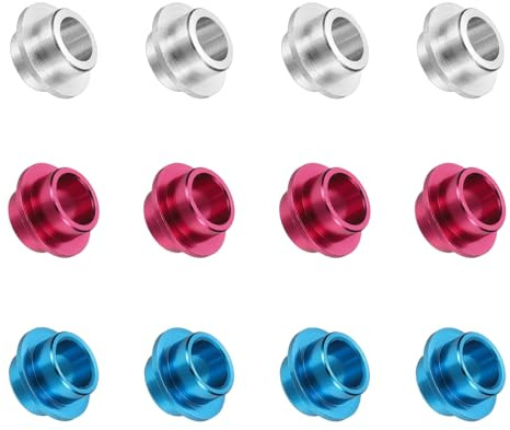 YELARXI Inline Skate Bearing Bushing Spacers, Skate Axles Shaft Spacers Roller Bushing Gasket Wheel Center Bearing Fitting for (Skating/Skateboard) 8mm & 12 Pcs & Aluminum & 3 Colors-Set 2