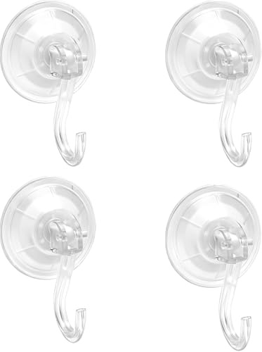 4 st sugkoppar med krok, sugproppar, krokar utan borrning, sugkrok, extra stark vakuum, återanvändbar sugkoppskrok, transparent sugkopp, krokar för släta ytor som kök, badrum, glas (5 kg)