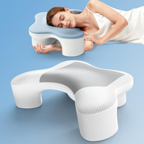 Almohada Cervical con Hueco Para el Brazo, 2 en 1 Almohada Ergonómico Espuma de Memoria Almohada para Soporte de Cabeza I Cuello I Hombro, Relajación y Alivio del Estrés con 2 Fundas de Almohada