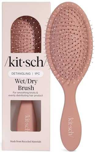 Kitsch Recycled Plastic Wet/Dry Hair Brush - Terracotta | Detangling Tool for Curly or Straight Styles, Brush for Tangled Strands, Flexible Hairbrush Bristles, Brushes for Everyone