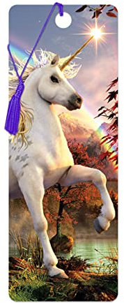 3D LiveLife Lesezeichen - Einhorn Abendstern von Deluxebase. Ein Einhorn-Lesezeichen mit linsenförmigen 3D-Kunstwerken, lizenziert vom bekannten Künstler David Penfound