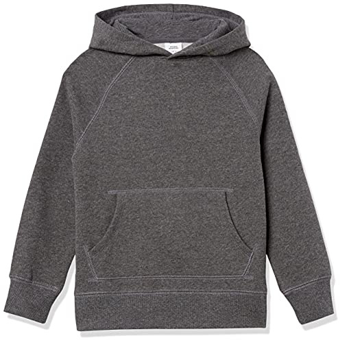Amazon Essentials Boys' Fleece Pullover Hoodie Sweatshirt, Charcoal, Large