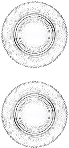 Cabilock Clear Glass Plates Set of 2 Vintage Glass Dessert Plates Elegant Serving Platter for Cake Salad and Food Presentation 5.8 Inch Round Plate