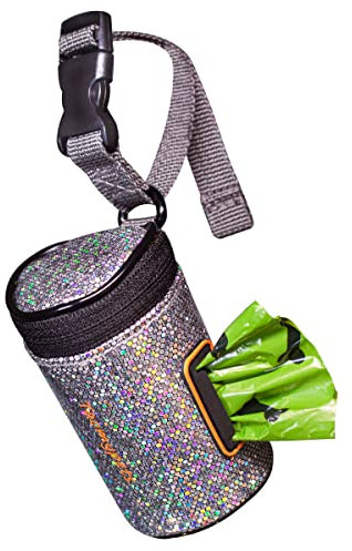 Taomypets Kotbeutelhalter Hundekotbeutelspender mit auslaufsicheren grünen Kotbeuteln für Hundespaziergänge Längenverstellbare Schnellverschlussschnalle (Glänzender Sternenhimmel)
