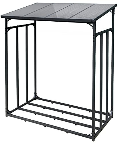 Toboli Range-Bûches Extérieur 185 x 83 x 185 cm Métal Revêtement Poudre Charge2000 kg Etagère pour Bois de Cheminée Résistance aux intempéries Meuble Sockage