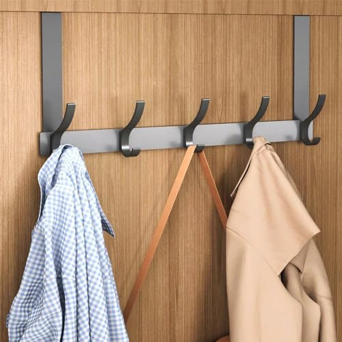 DONGDA Over The Door Hook, Heavy Duty Over Door hanger Over Door Coat Hooks with Double Hook Design, No Drilled Over Door Coat hanger, Door Hooks for Bedrooms Hanging Clothes Jackets Towels Bags