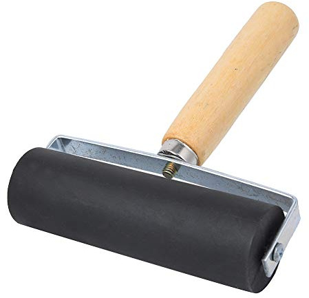 Rubber Roller, Lino Roller Rubber Roller with Handle Art Craft Oil Painting Tool 11cm Roll Paint Brush for Printmaking, Stamping, Gluing, Crafts (Large)