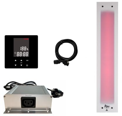 SET frameless InfraROTmed MAX© Tiefenwärmestrahler + Steuerung icon 1 TOUCH, Infrarotstrahler für Sauna und Infrarotkabine, Vollspektrumstrahler (500W + Steuerung)