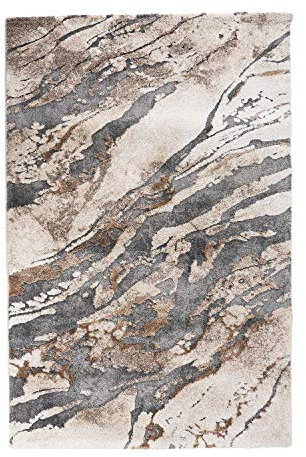Möbel Jack Wohnzimmerteppich Florteppich Webteppich | Polypropylen | Beige | Grau | Marmoroptik | 160x230 cm