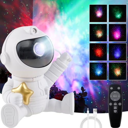 Astronaut Galaxy Projector Star Projection Night Light with Star Mode & Brightness Mode 360° Rotating USB Powered Space Buddy Projector LED Lights with Remote Control