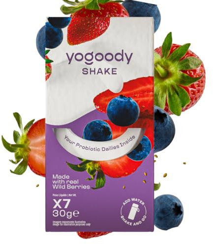 YOGOODY Probiotic Yogurt Shake Real - 7x 30g Pack, High Protein, High Fibre, Low Fat - Daily Probiotic - Weekly Pack (Wild Berry)