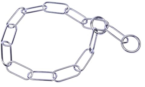 Jack and Vanilla, Collier Chaîne pour Chien à Maillons Ovales en Acier Chromé, Résistante à la Corrosion, Design Ergonomique, Idéale pour l'Éducation Canine, 4 mm x 63 cm Chromé